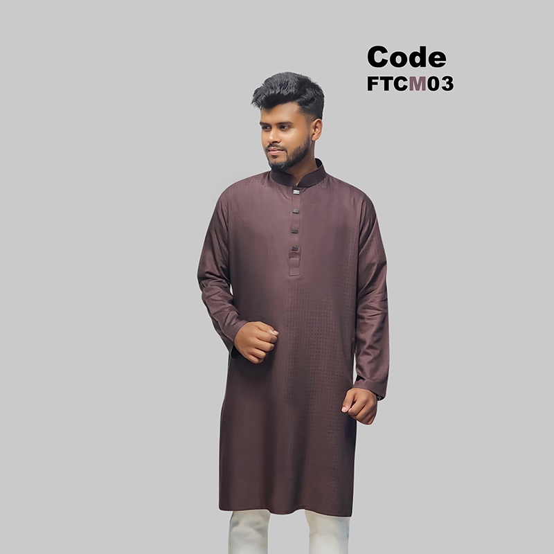 Premium Chinigura Solid Panjabi/ - Coffee