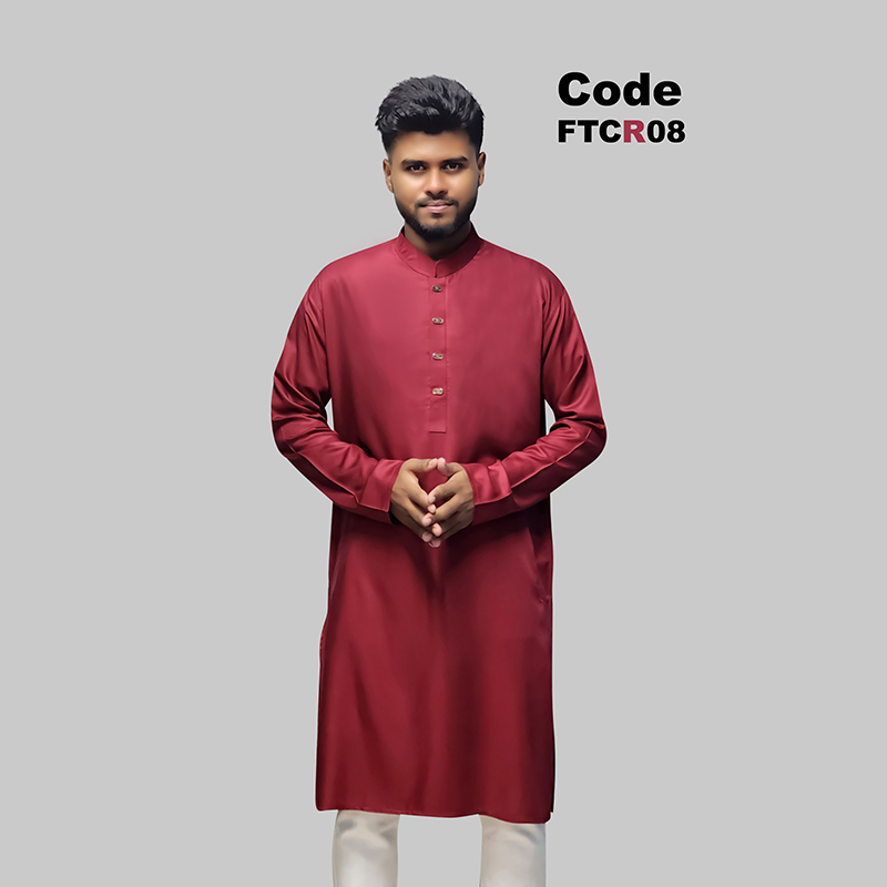 Premium Chinigura Solid Panjabi/ - Maroon