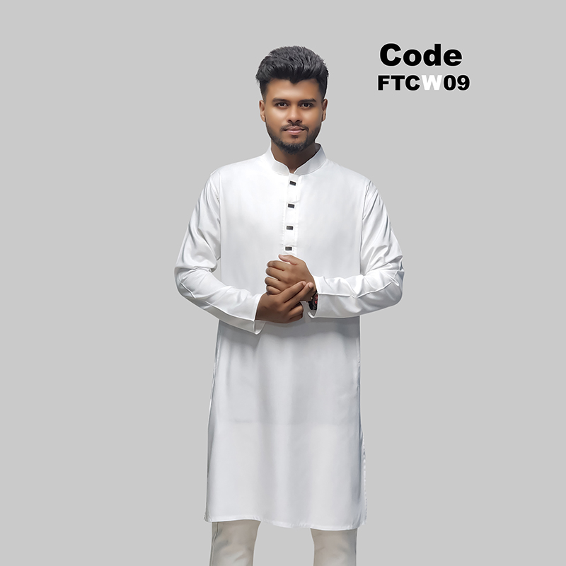 Premium Chinigura Solid Panjabi/ - White
