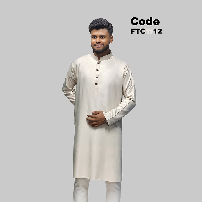 Premium Chinigura Solid Panjabi/ - Off White