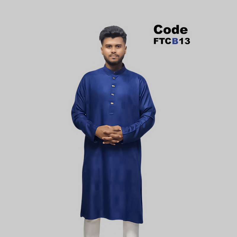Premium Chinigura Solid Panjabi/ - Navy Blue